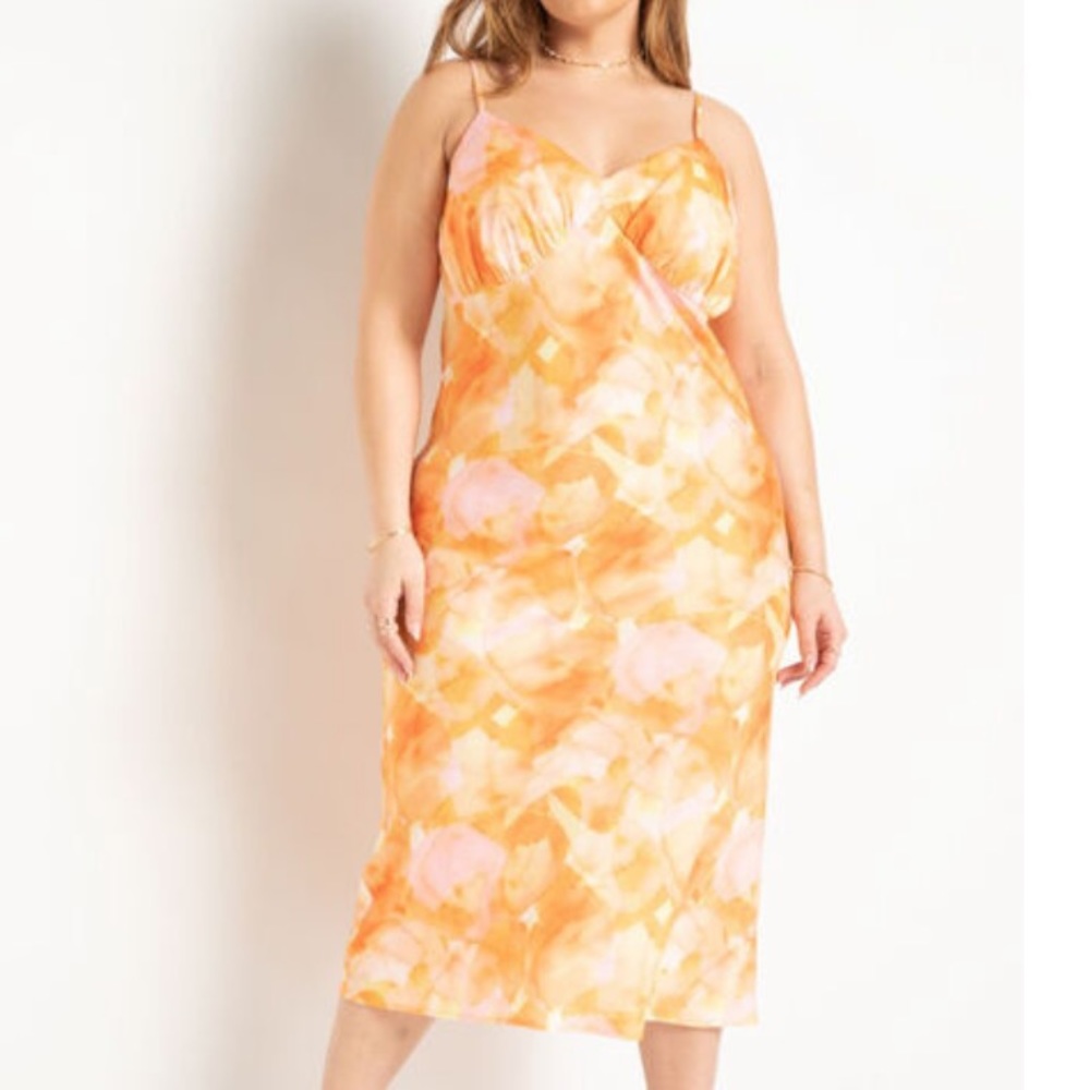 NWT ELOQUII Orange Slip Dress
